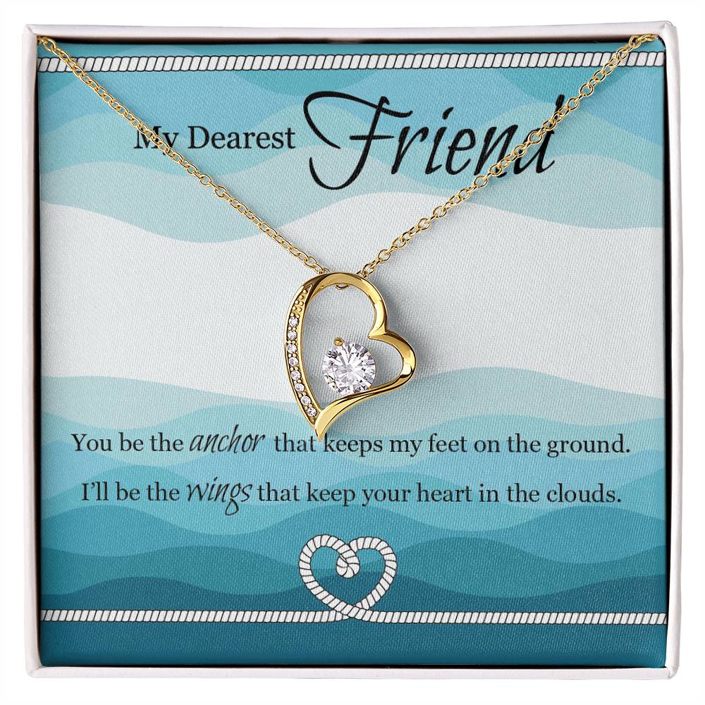 To my Best friend Gift, Forever love Heart Necklace 14k White Gold and 18K Yellow Gold, Friendship gifts for Birthday, Christmas