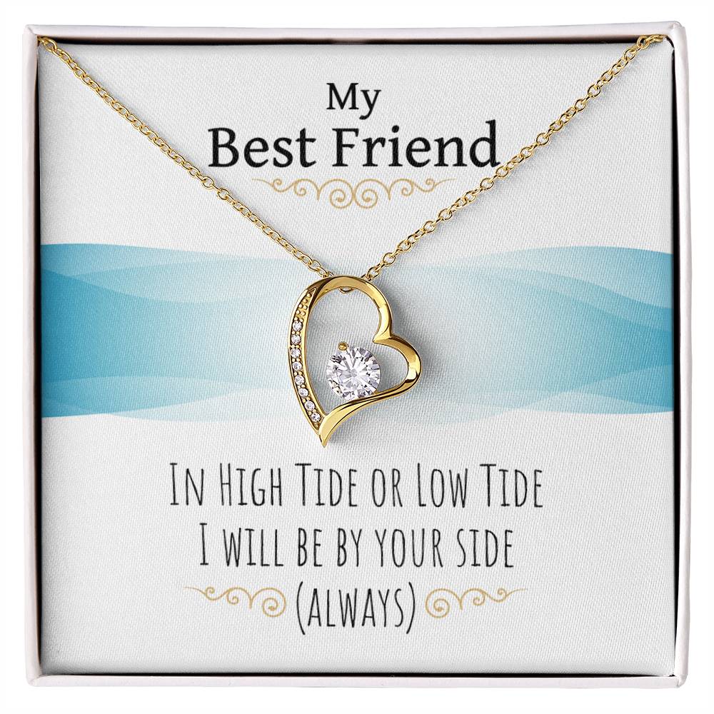 To my Best friend Gift. Forever love Heart Necklace 14k White Gold and 18K Yellow Gold, Friendship gifts for Birthday, Christmas