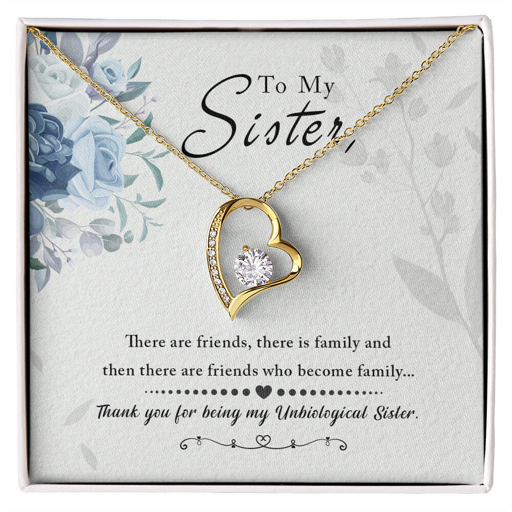 To My Unbiological Sister Best Friend Necklace Gift, Forever Love Heart Necklace 14K White Gold and 18K Yellow Gold- Perfect for Birthday, Christmas, Graduation