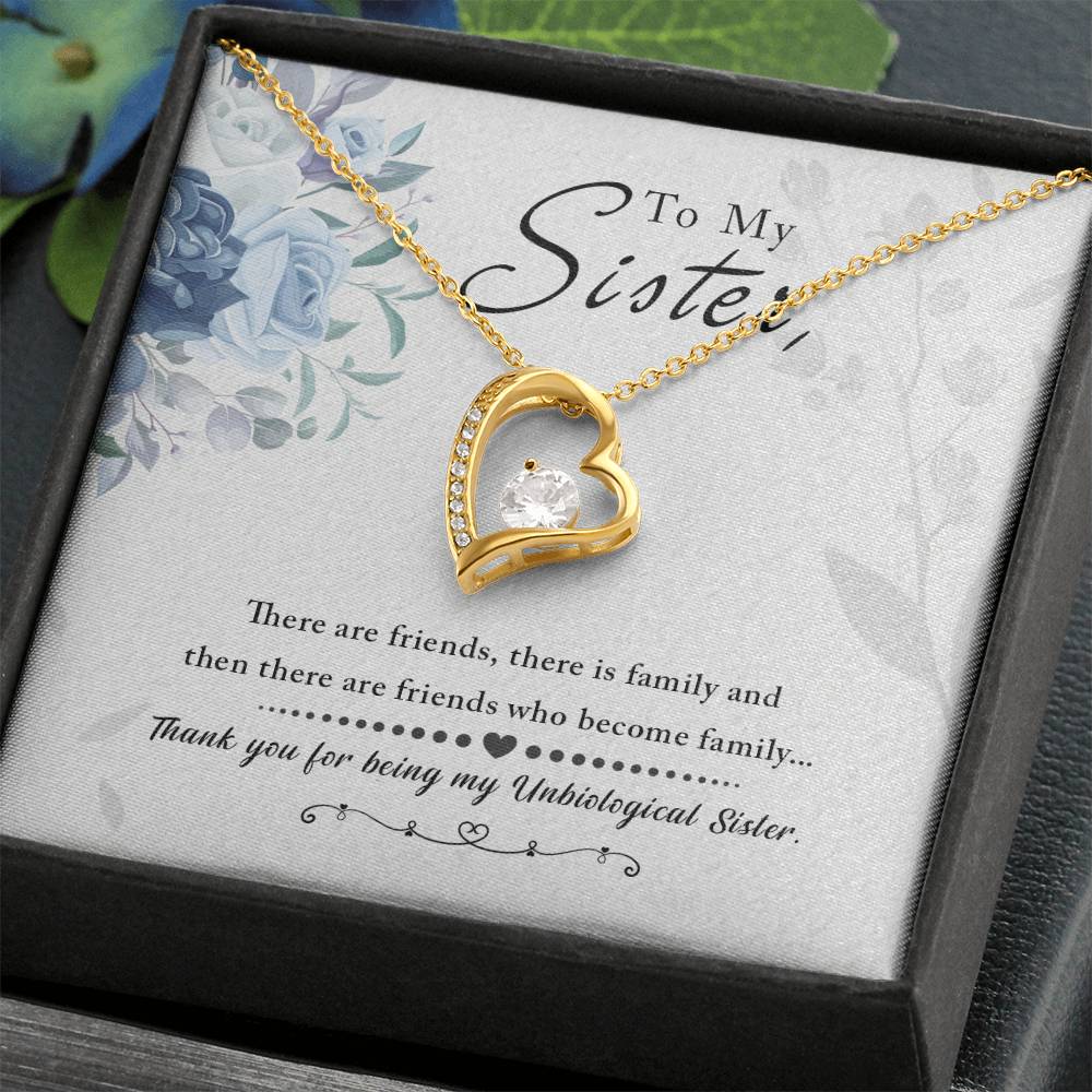 To my Unbiological Sister Best friend Gift. Forever love Heart Necklace 14k White Gold and 18K Yellow Gold, Friendship gifts for Birthday, Christmas