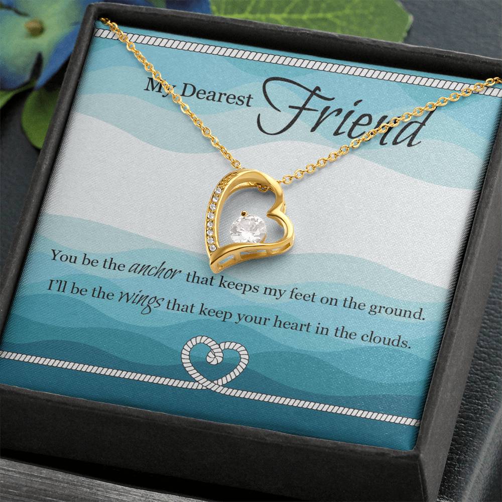 To my Best friend Gift, Forever love Heart Necklace 14k White Gold and 18K Yellow Gold, Friendship gifts for Birthday, Christmas