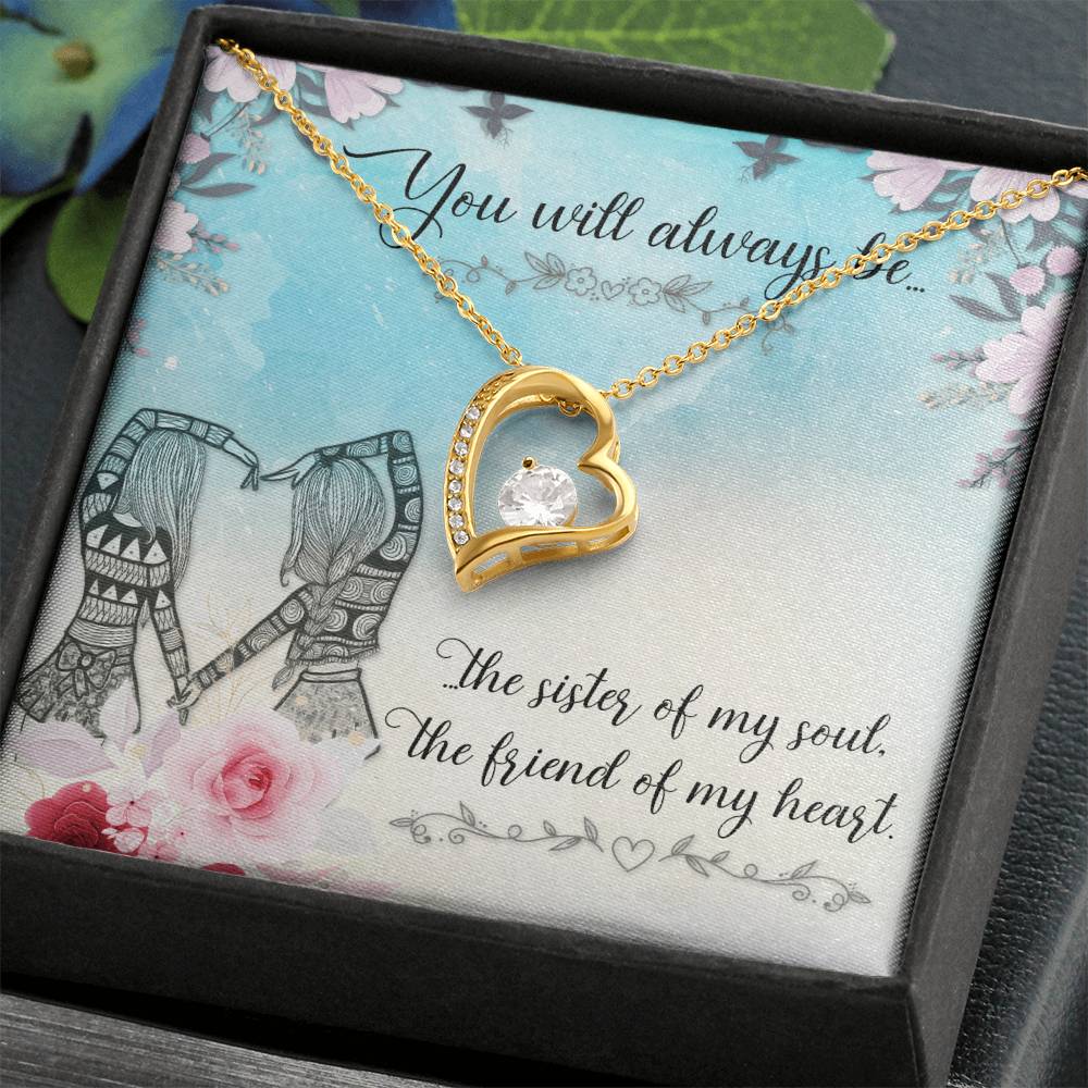 To my Unbiological Sister Best friend Gift. Forever love Heart Necklace 14k White Gold and 18K Yellow Gold, Friendship gifts for Birthday, Christmas