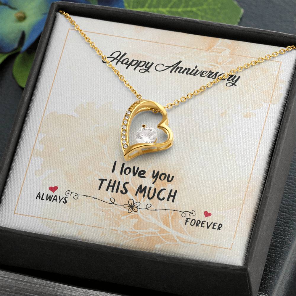 Anniversary gift for Wife, Forever Love Heart Necklace 14K White gold and 18K Yellow Gold gift from husband