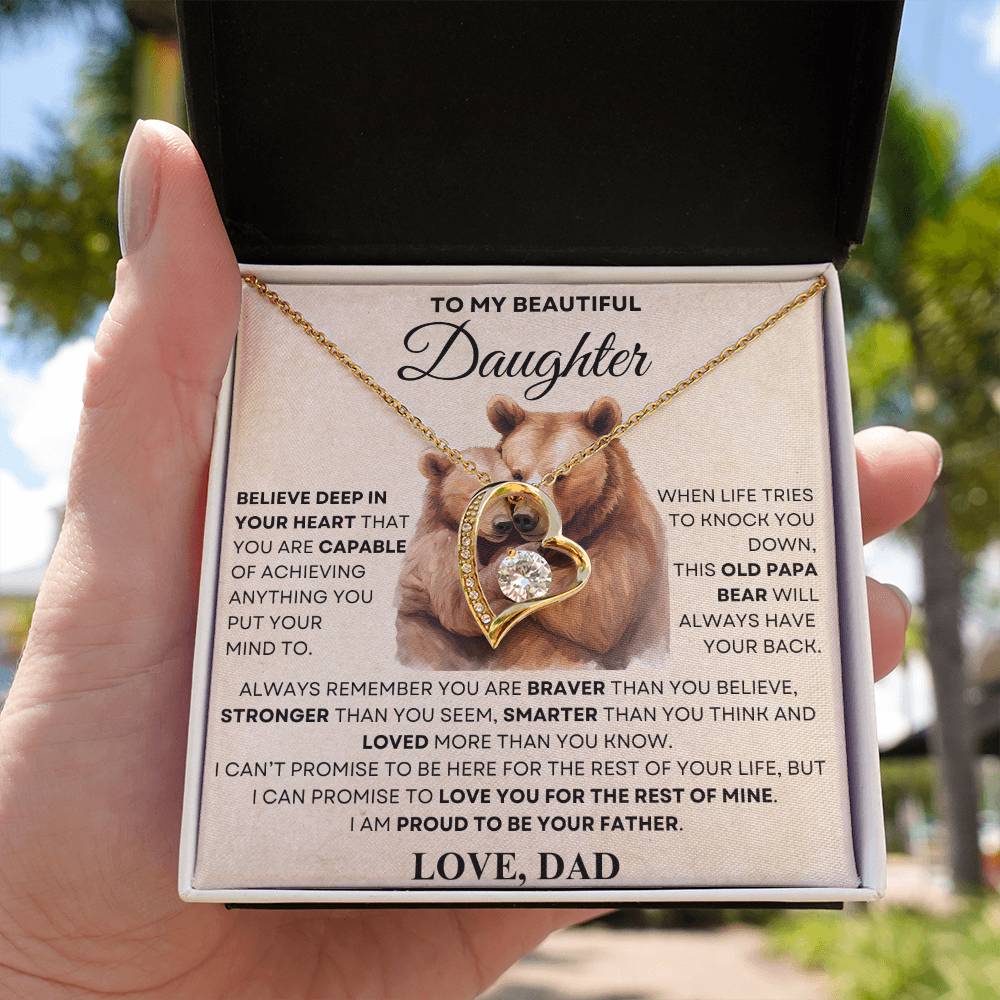 To my Daughter Forever Love Necklace, OLD PAPA BEAR V2