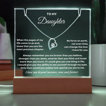 To my Daughter, You are the most precious chapter, Necklace and Plaque Bundle