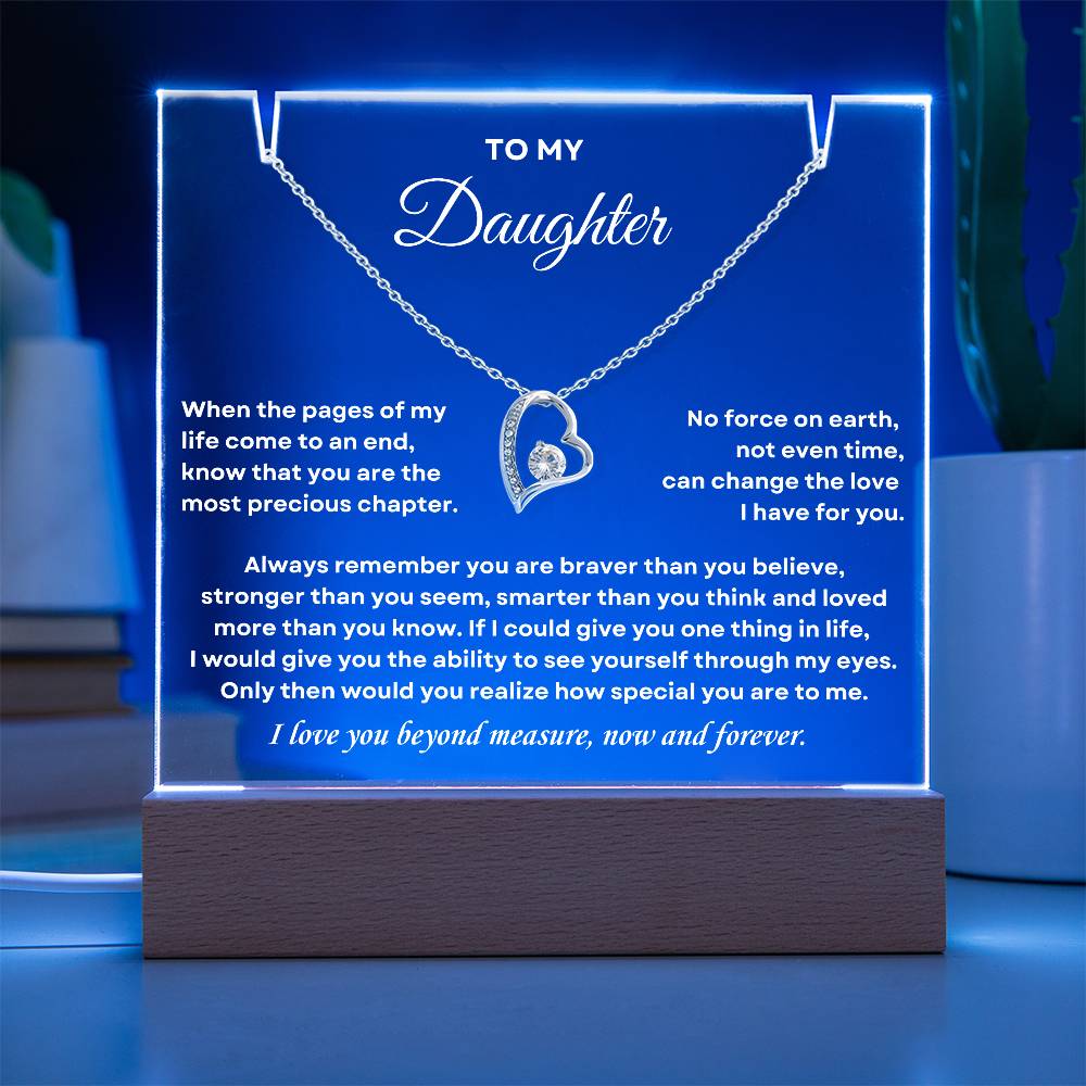 To my Daughter, You are the most precious chapter, Necklace and Plaque Bundle