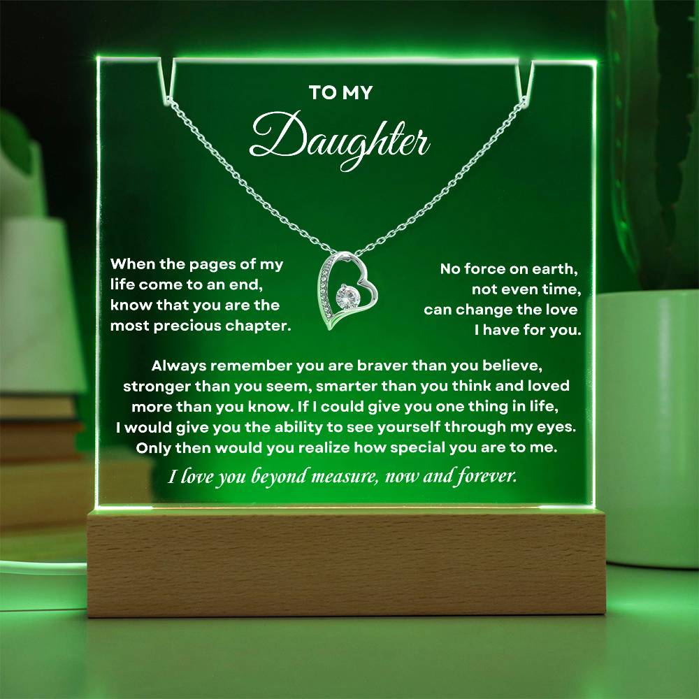 To my Daughter, You are the most precious chapter, Necklace and Plaque Bundle