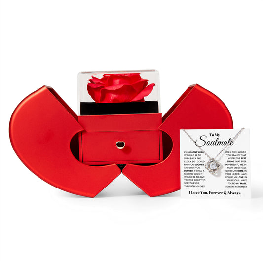 To my Wife Soulmate Necklace from Husband, Love Knot Pendant with Rose Gift box, Gift for anniversary, Valentines day, Mothers day, Christmas, Birthday