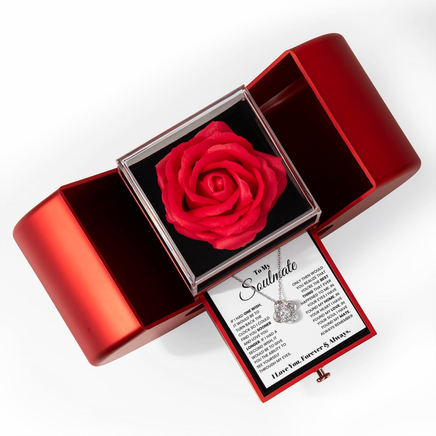 To my Wife Soulmate Necklace from Husband, Love Knot Pendant with Rose Gift box, Gift for anniversary, Valentines day, Mothers day, Christmas, Birthday