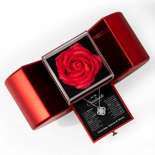 To my Wife Soulmate Necklace from Husband, Love Knot Pendant with Rose Gift box, Gift for anniversary, Valentines day, Mothers day, Christmas, Birthday