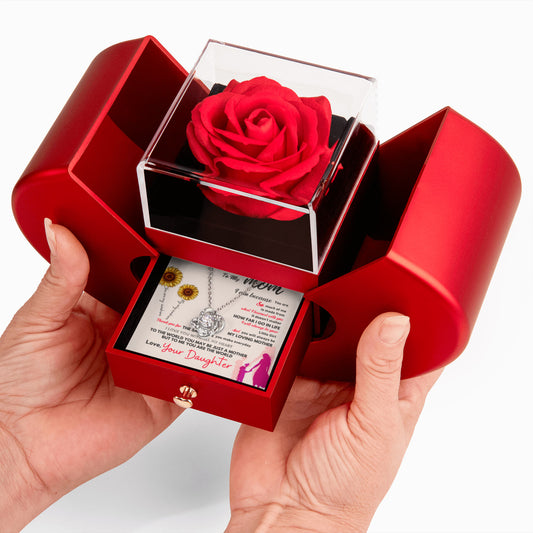 To my Mom Necklace from Daughter, Love Knot Pendant with Rose Gift box, Gift for Valentines day, Mothers day, Christmas, Birthday