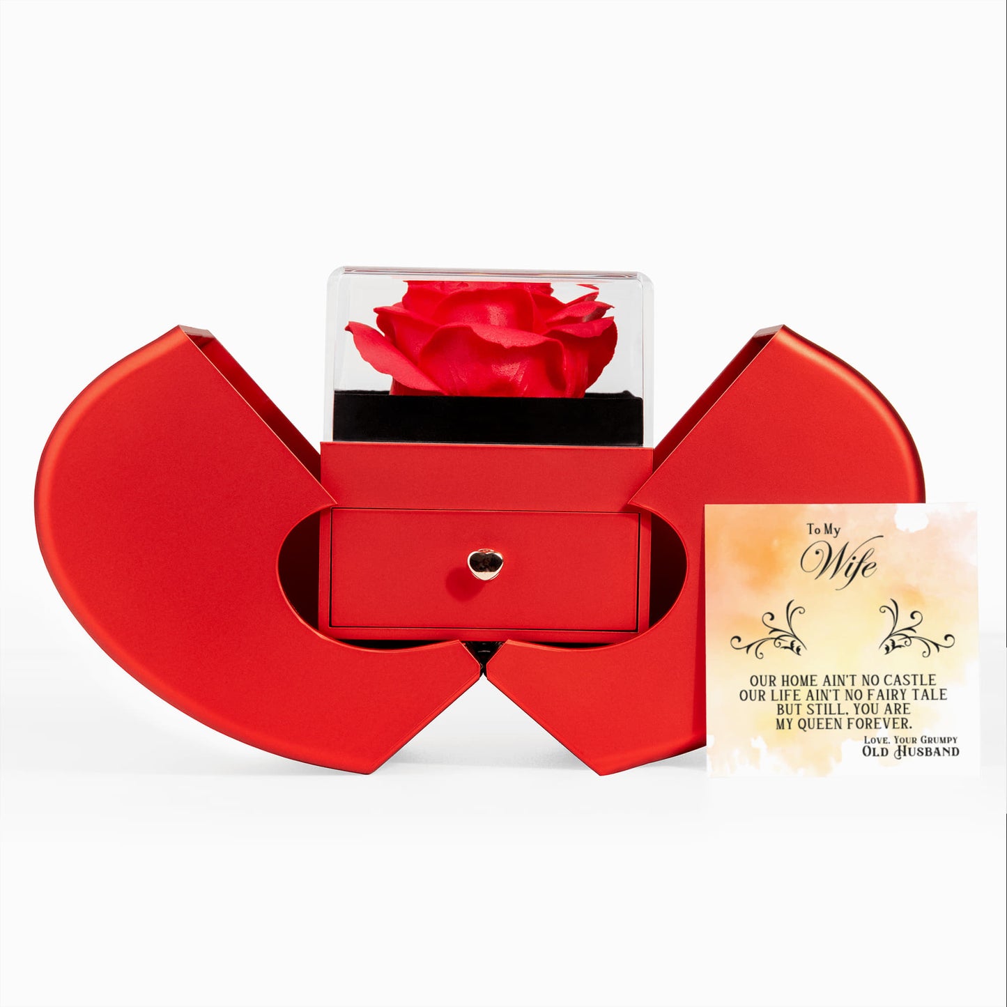 To my Wife Necklace Gift from Husband, Love knot pendant with Red Heart Rose Gift box for Valentines day, anniversary, birthday