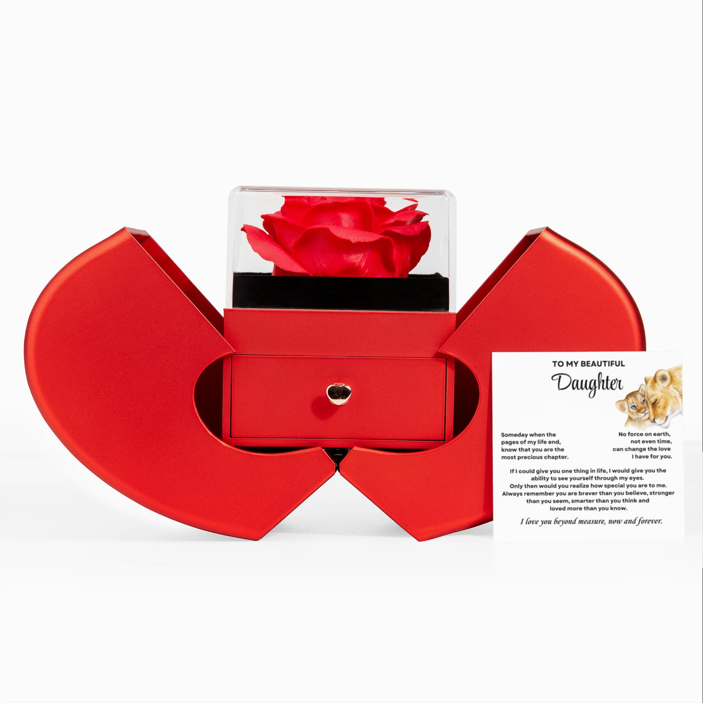 Daughter Necklace from Mom, Love Knot Pendant with Rose Gift Box, Gift for Birthday, Valentines day, Mothers day, Christmas