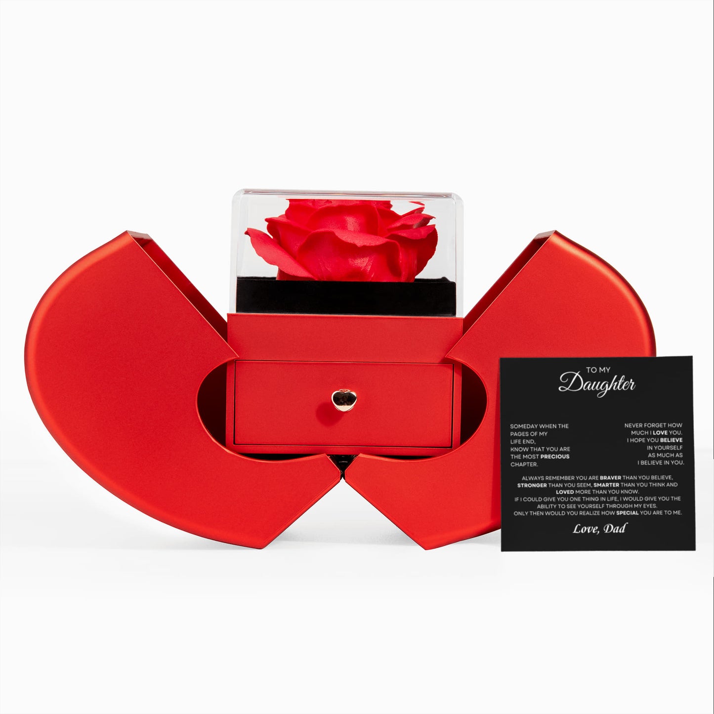 Daughter Necklace from Dad, Love Knot Pendant with Rose Gift Box, Gift for Birthday, Valentines day, Mothers day, Christmas