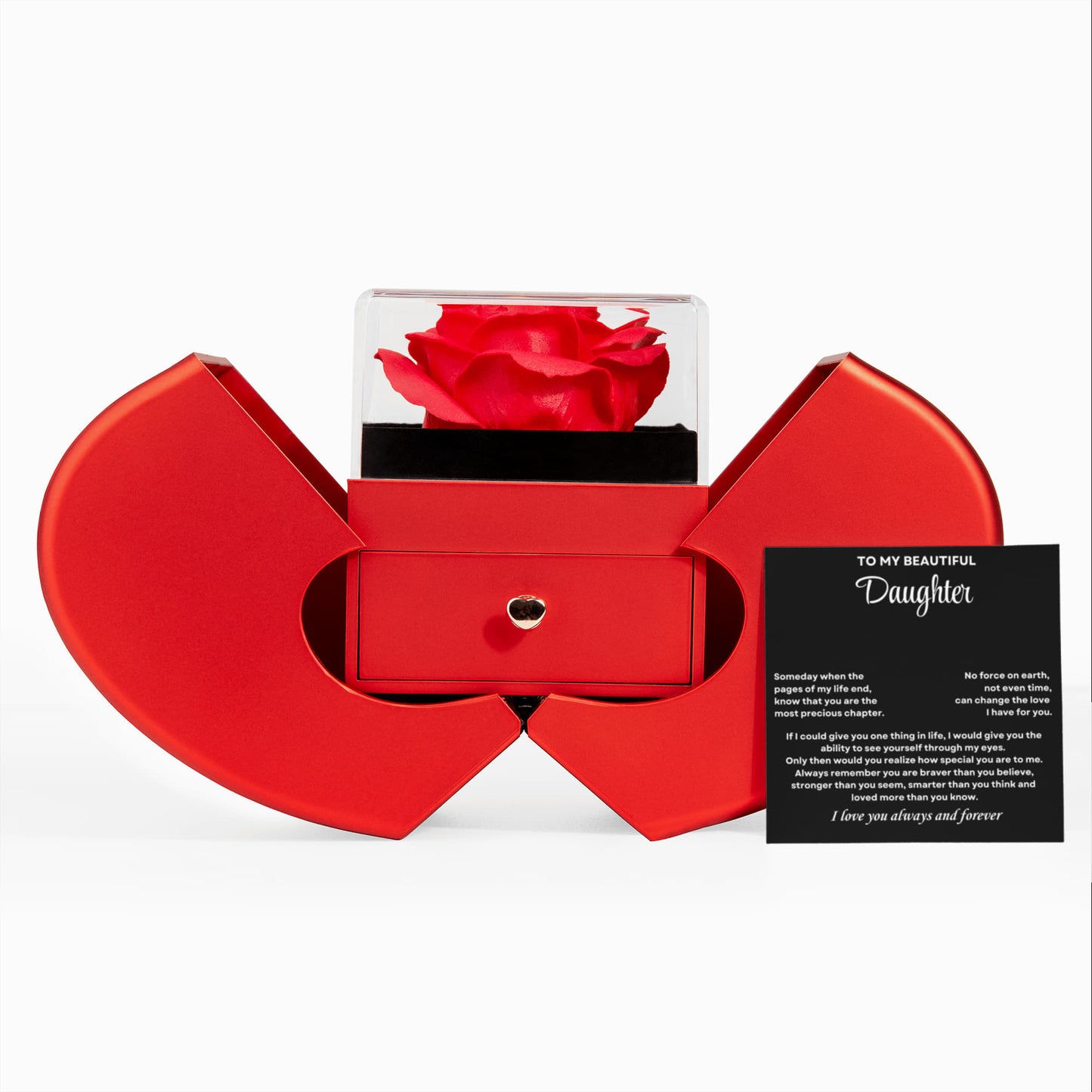 Daughter Necklace from Mom and Dad, Love Knot Pendant with Rose Gift Box, Gift for Birthday, Valentines day, Mothers day, Christmas