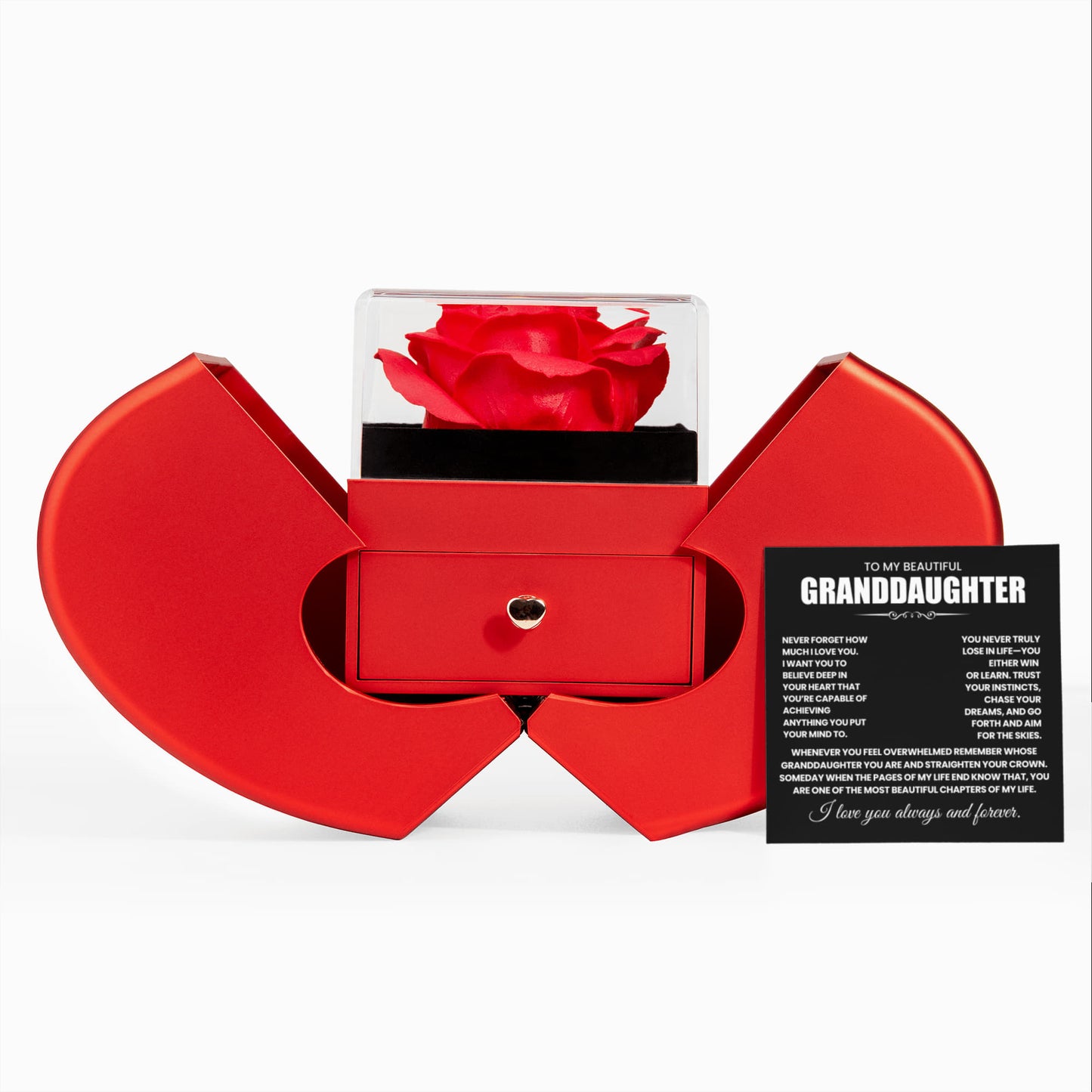 Granddaughter Necklace from Grandparents, Love knot Pendant with Rose Gift box, Gift for birthday, confirmation, graduation, wedding, christmas