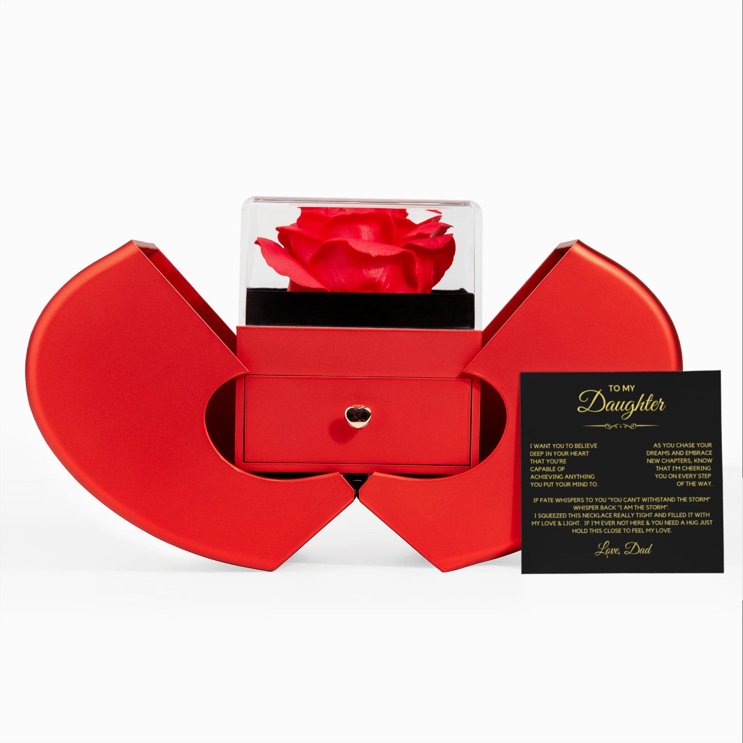 Daughter Necklace from Dad, Love Knot Pendant with Rose Gift Box, Gift for Birthday, Valentines day, Mothers day, Christmas