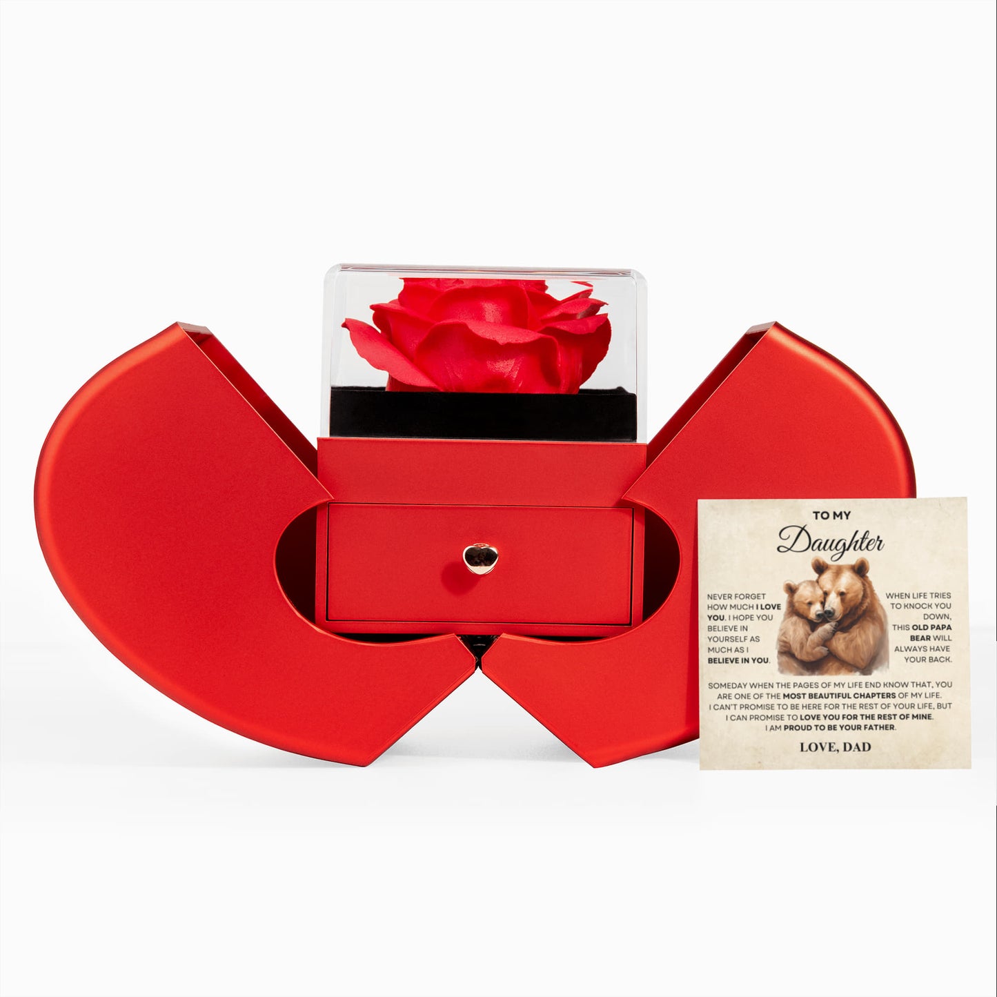 Daughter Necklace from Dad, Love Knot Pendant with Rose Gift Box, Gift for Birthday, Valentines day, Mothers day, Christmas