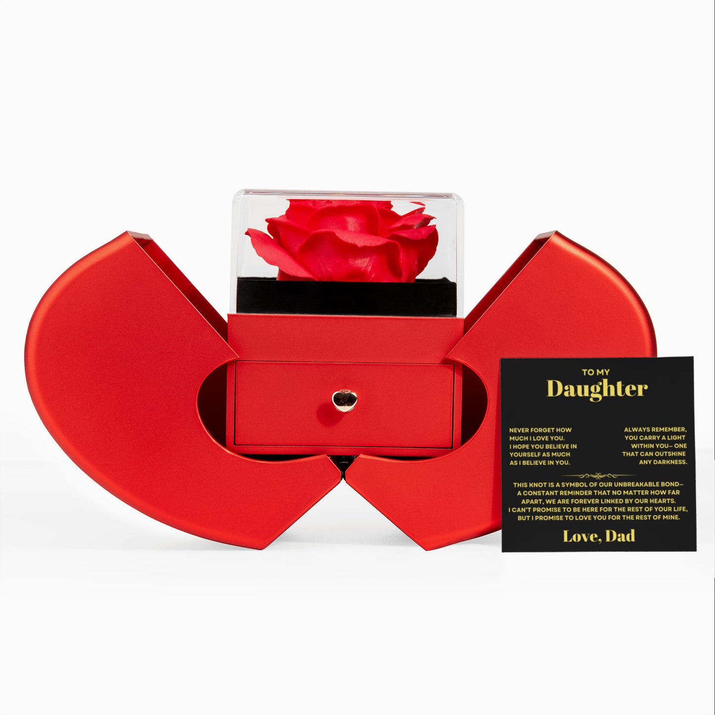 Daughter Necklace from Dad, Love Knot Pendant with Rose Gift Box, Gift for Birthday, Valentines day, Mothers day, Christmas