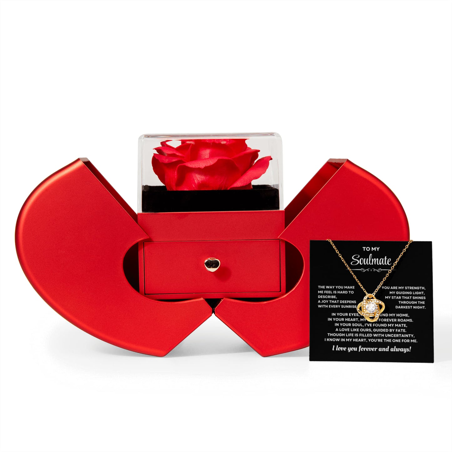 To my Wife Soulmate Necklace from Husband, Love Knot Pendant with Rose Gift box, Gift for anniversary, Valentines day, Mothers day, Christmas, Birthday