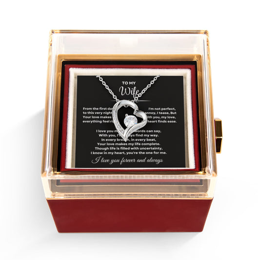 To my Soulmate Wife Necklace from Husband, Forever Love Pendant with Rotating Rose Box, Gift for Anniversary, Valentines Day, Birthday