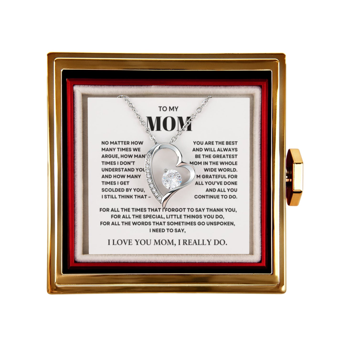 To my Mom Gift from Son and Daughter, Forever Love Necklace with Rotating Rose Box, Gift for mothers day, Valentines Day, Birthday