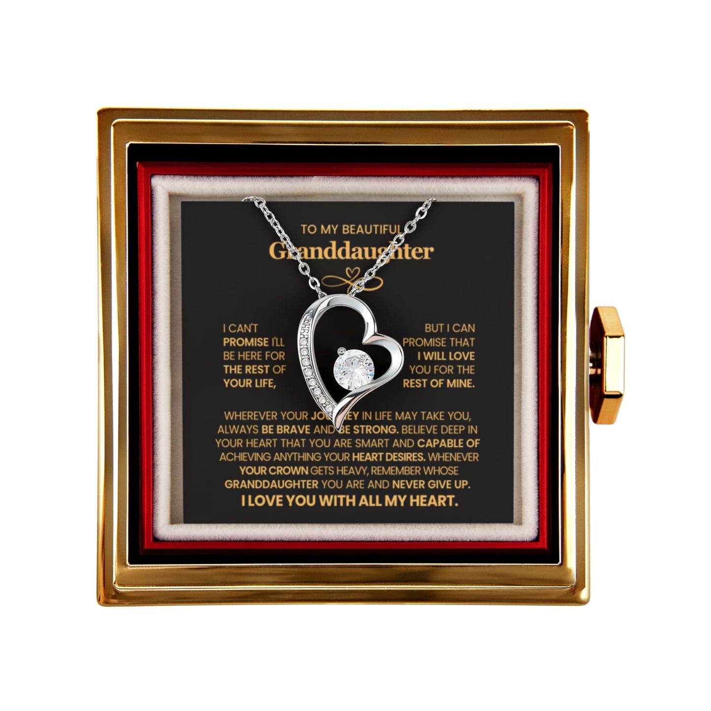 To my Granddaughter necklace from Grandparents, Forever Love Pendant with Rotating Rose Box, Gift for Birthday, Valentines Day, Graduation, Christmas