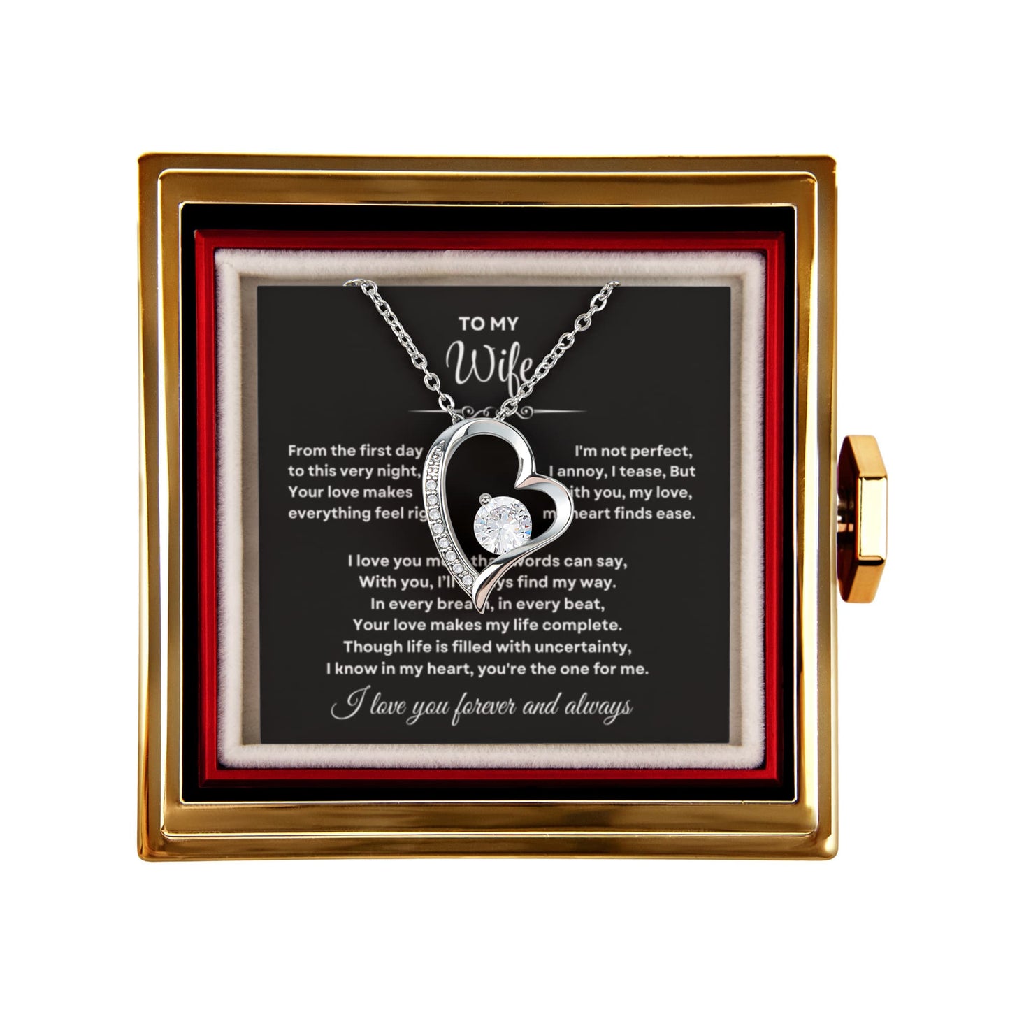 To my Soulmate Wife Necklace from Husband, Forever Love Pendant with Rotating Rose Box, Gift for Anniversary, Valentines Day, Birthday
