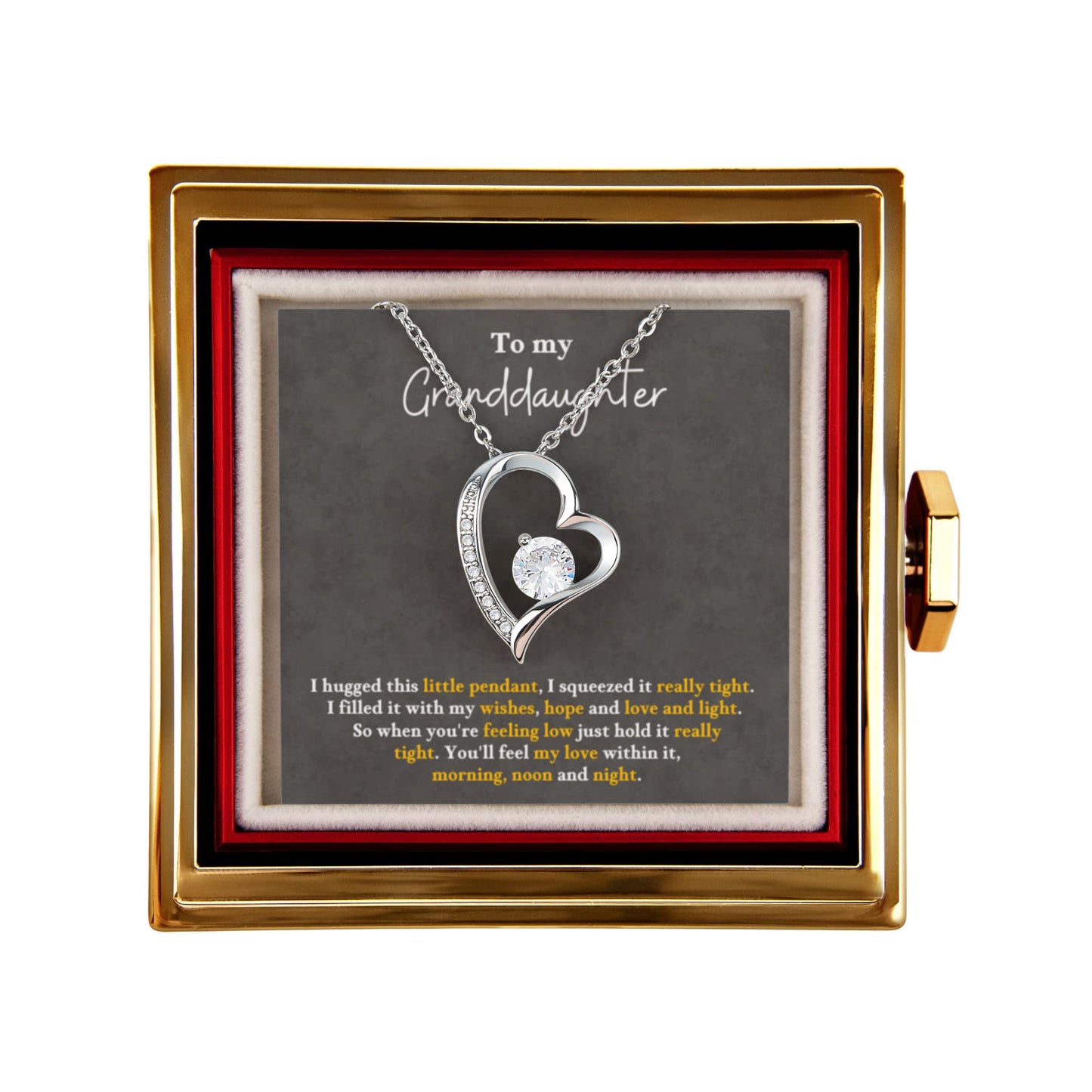 To my Granddaughter necklace from Grandparents, Forever Love Pendant with Rotating Rose Box, Gift for Birthday, Valentines Day, Graduation, Christmas