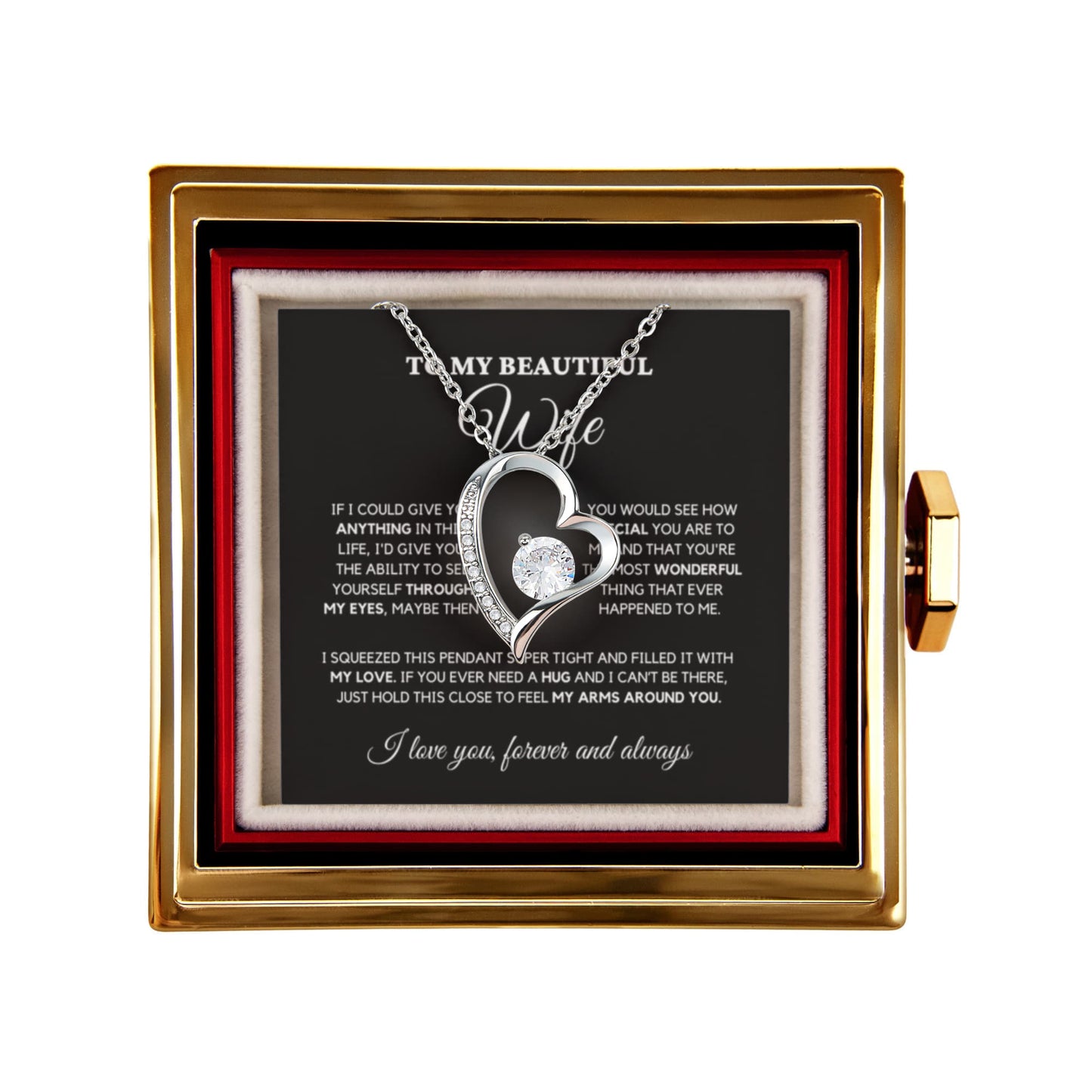 To my Soulmate Wife Necklace from Husband, Forever Love Pendant with Rotating Rose Box, Gift for Anniversary, Valentines Day, Birthday