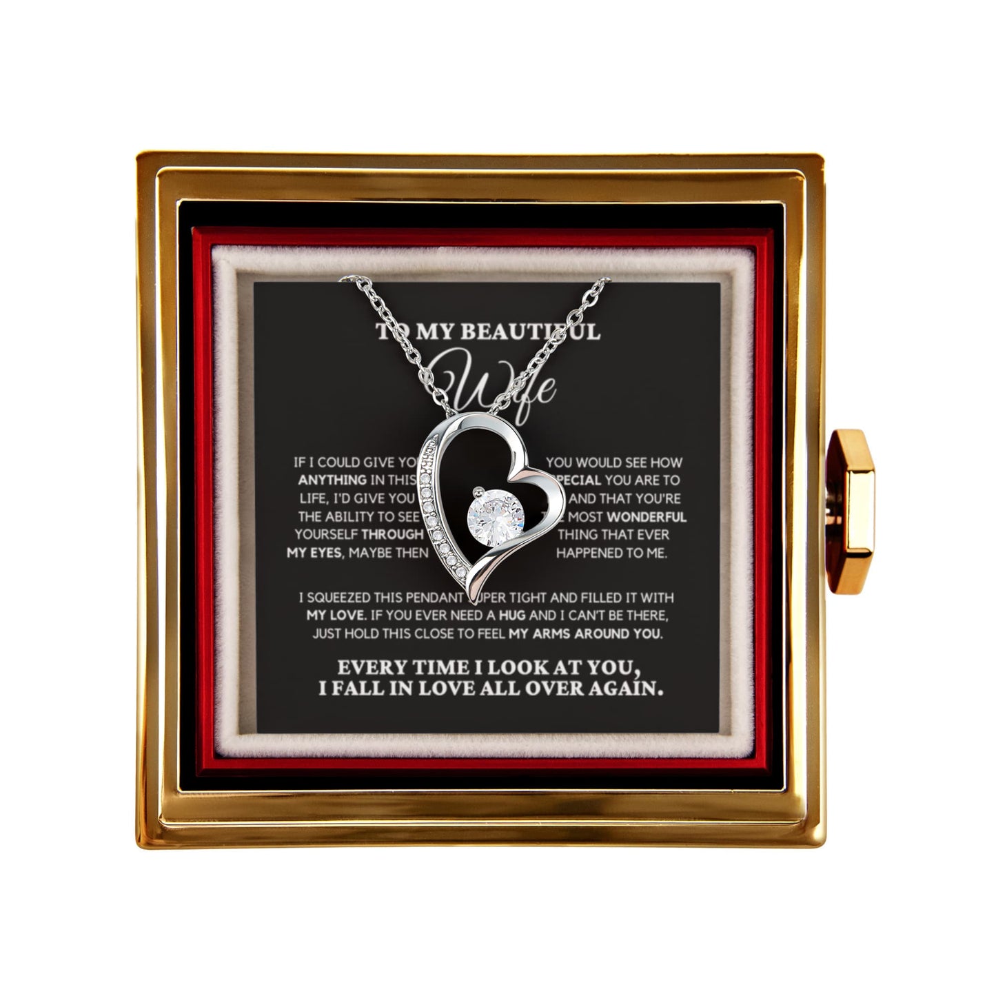 To my Soulmate Wife Necklace from Husband, Forever Love Pendant with Rotating Rose Box, Gift for Anniversary, Valentines Day, Birthday