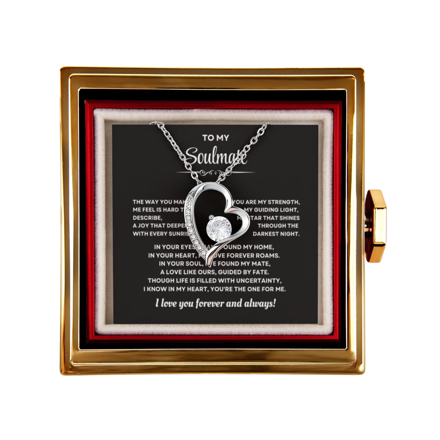 To my Soulmate Wife Necklace from Husband, Forever Love Pendant with Rotating Rose Box, Gift for Anniversary, Valentines Day, Birthday