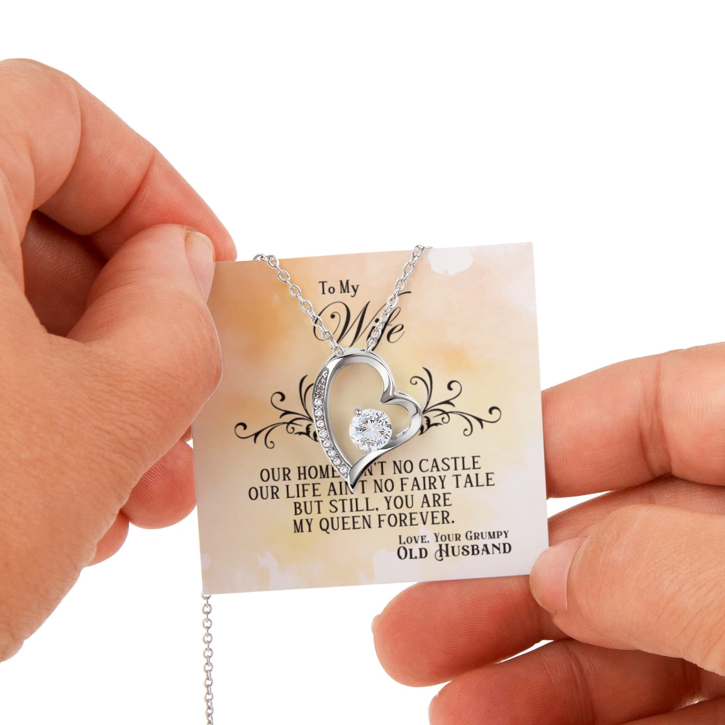 To my Wife Necklace from Husband, Forever Love Pendant with Rotating Rose Box, Gift for Anniversary, Valentines Day, Birthday, Christmas