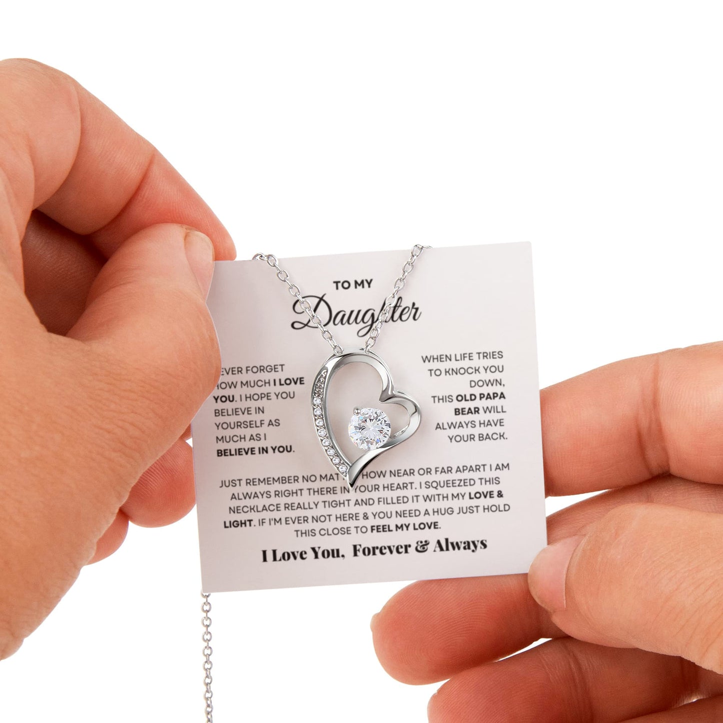 Daughter Necklace from Mom and Dad, Forever Love Pendant with Rotating Rose Box, Gift for Birthday, Valentines Day, Graduation, Christmas