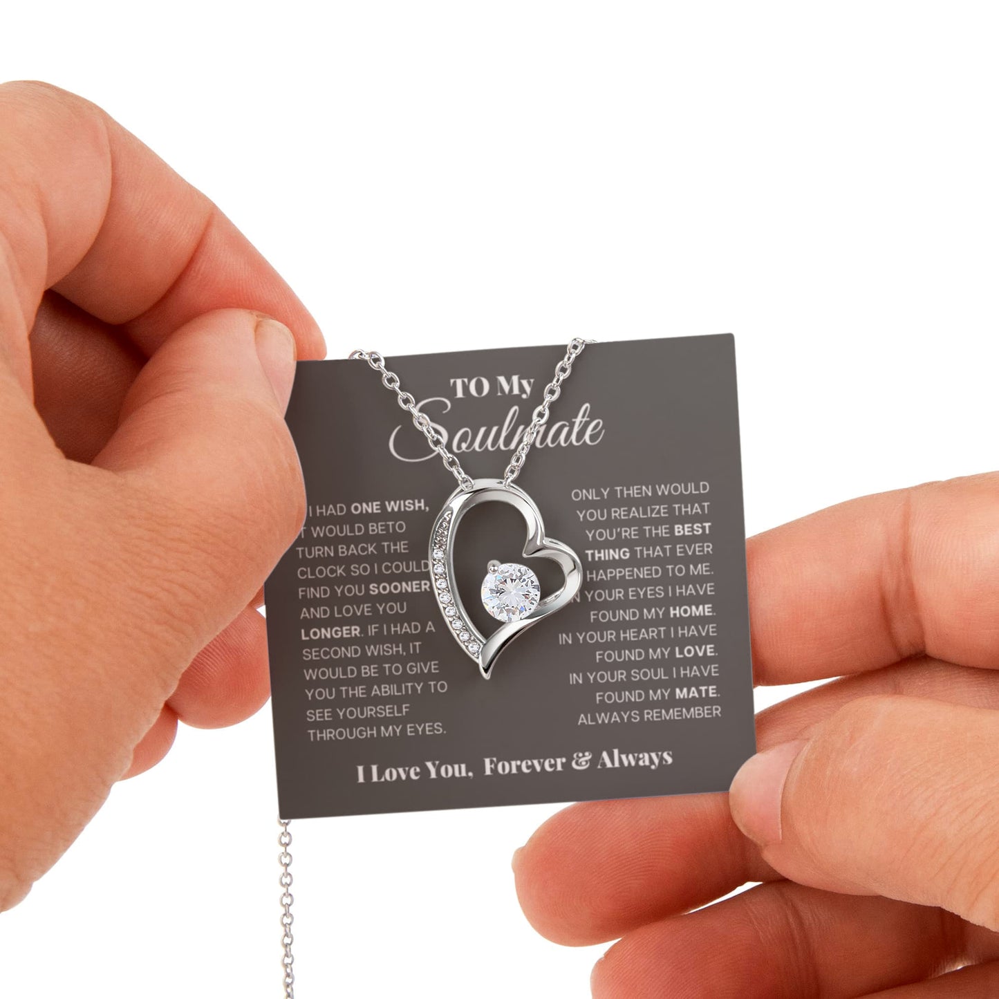 To my Soulmate Wife Necklace from Husband, Forever Love Pendant with Rotating Rose Box, Gift for Anniversary, Valentines Day, Birthday