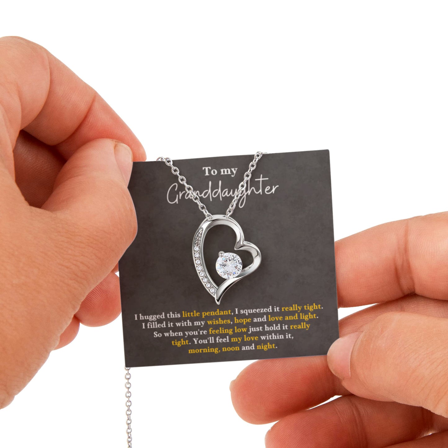 To my Granddaughter necklace from Grandparents, Forever Love Pendant with Rotating Rose Box, Gift for Birthday, Valentines Day, Graduation, Christmas