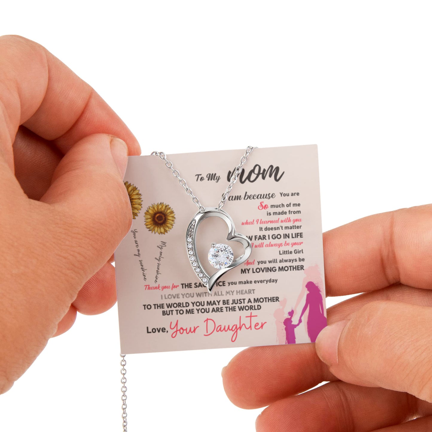 To my Mom Gift from Daughter, Forever Love Necklace with Rotating Rose Box, Gift for mothers day, Valentines Day, Birthday