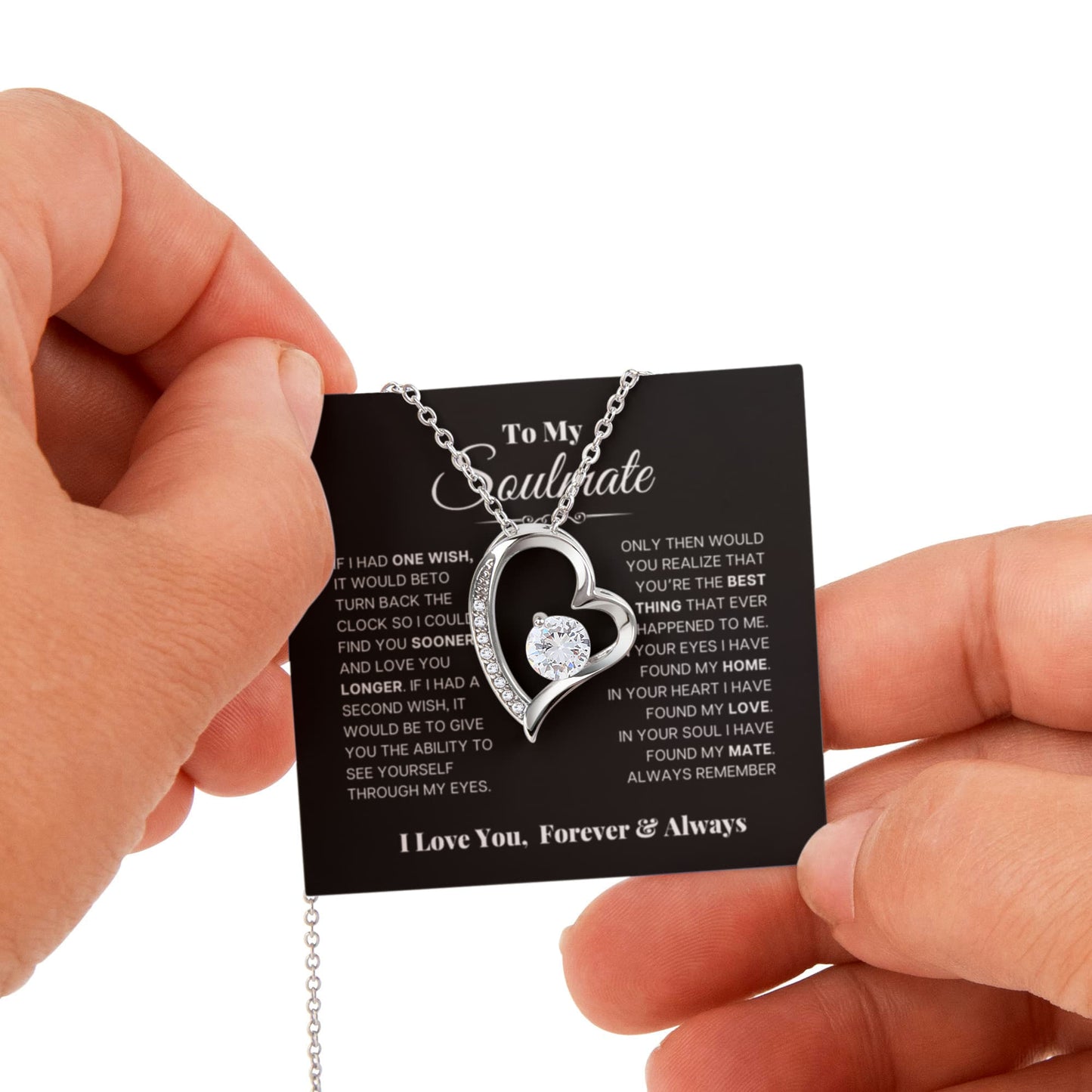 To my Soulmate Wife Necklace from Husband, Forever Love Pendant with Rotating Rose Box, Gift for Anniversary, Valentines Day, Birthday