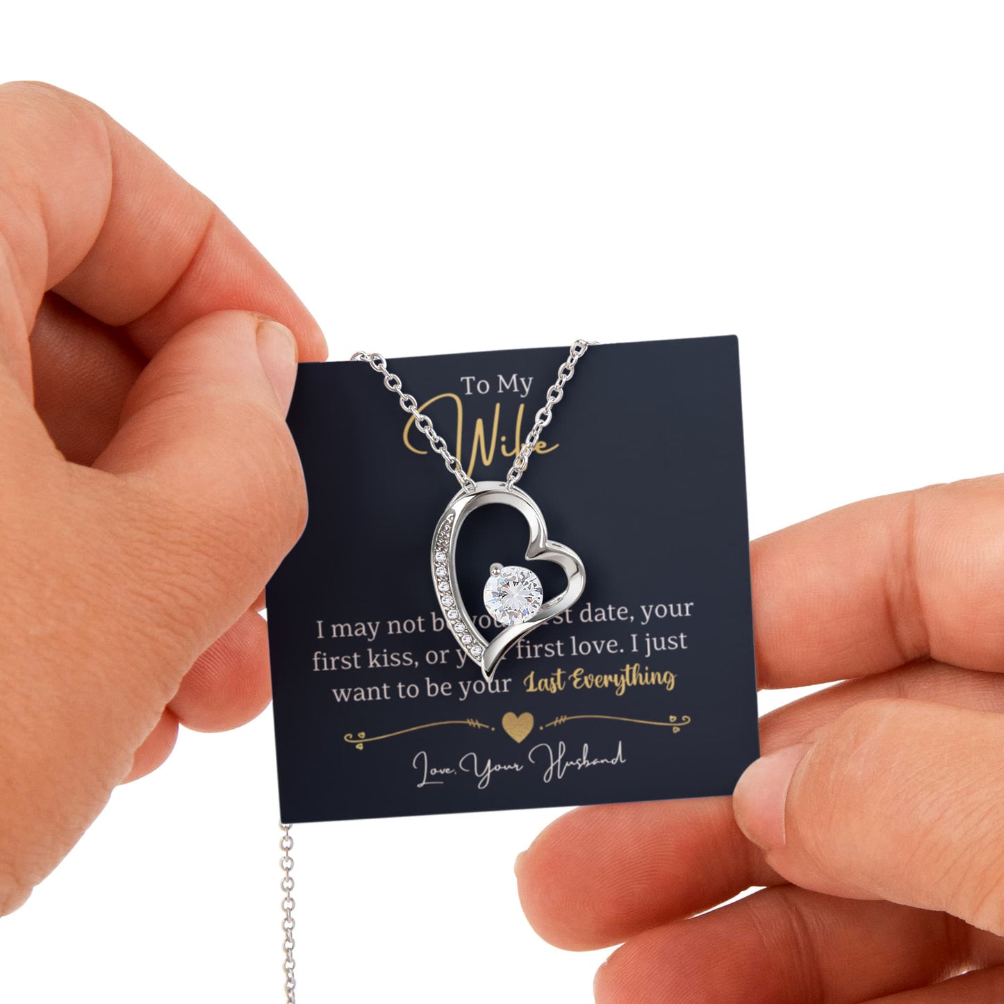 To my  Wife Necklace from Husband, Forever Love Pendant with Rotating Rose Box, Gift for Anniversary, Valentines Day, Birthday