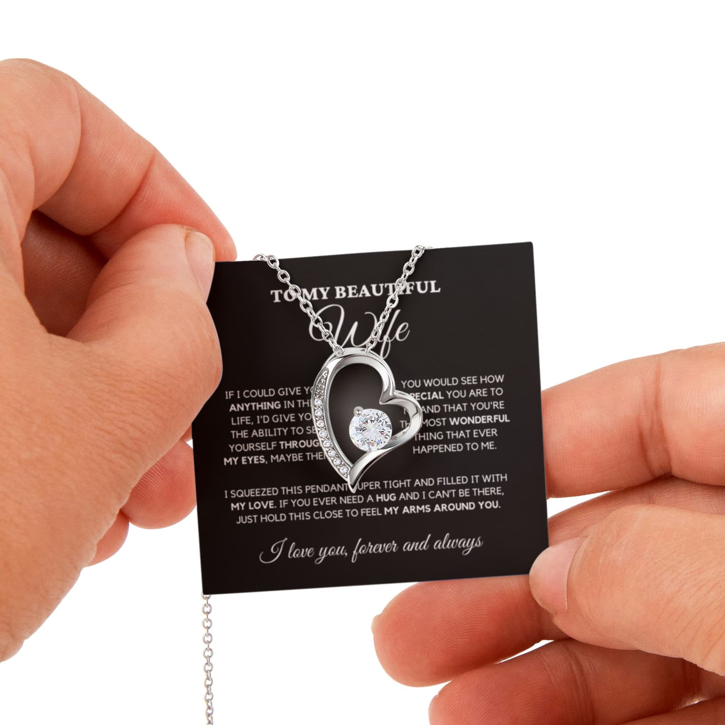 To my Soulmate Wife Necklace from Husband, Forever Love Pendant with Rotating Rose Box, Gift for Anniversary, Valentines Day, Birthday