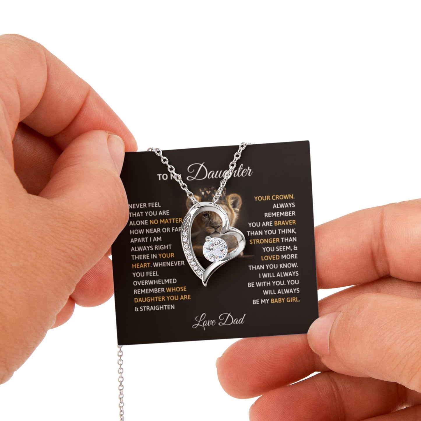 Daughter Necklace from Dad, Forever Love Pendant with Rotating Rose Box, Gift for Birthday, Valentines Day, Graduation, Christmas