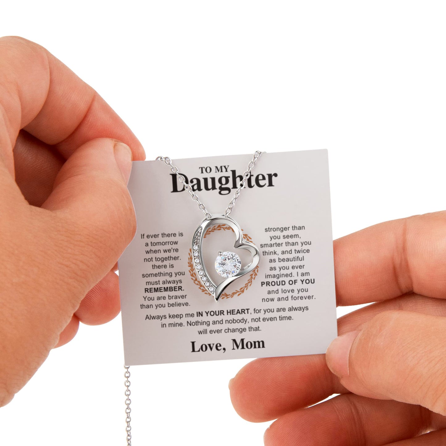 Daughter Necklace from Mom, Forever Love Pendant with Rotating Rose Box, Gift for Birthday, Valentines Day, Graduation, Christmas
