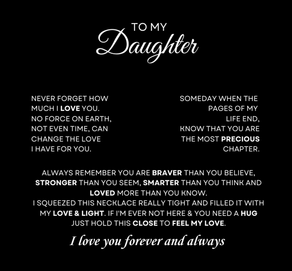 Daughter Necklace from Mom and Dad, Forever Love Pendant with Rotating Rose Box, Gift for Birthday, Valentines Day, Graduation, Christmas