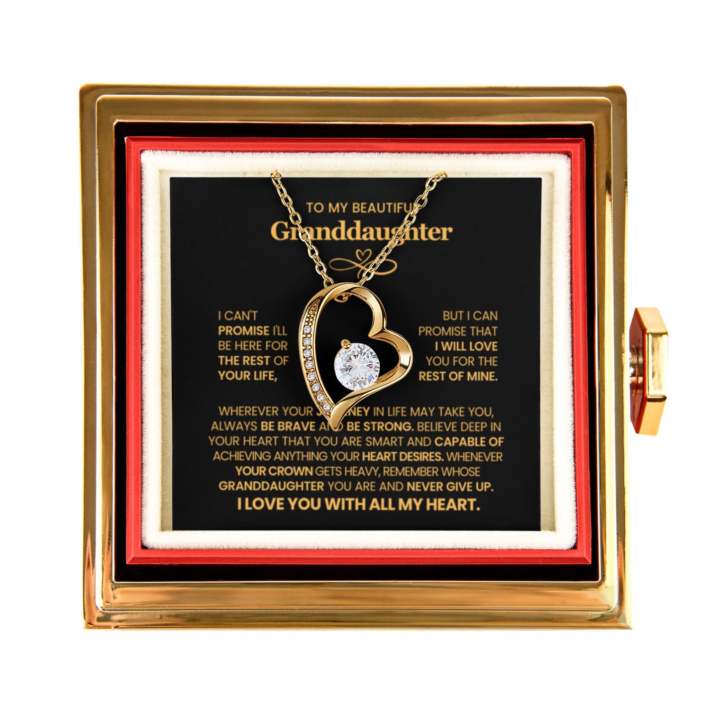 To my Granddaughter necklace from Grandparents, Forever Love Pendant with Rotating Rose Box, Gift for Birthday, Valentines Day, Graduation, Christmas