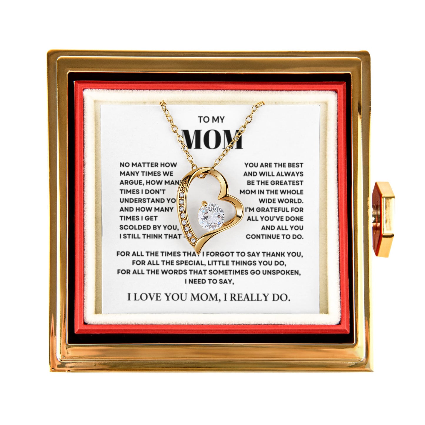 To my Mom Gift from Son and Daughter, Forever Love Necklace with Rotating Rose Box, Gift for mothers day, Valentines Day, Birthday