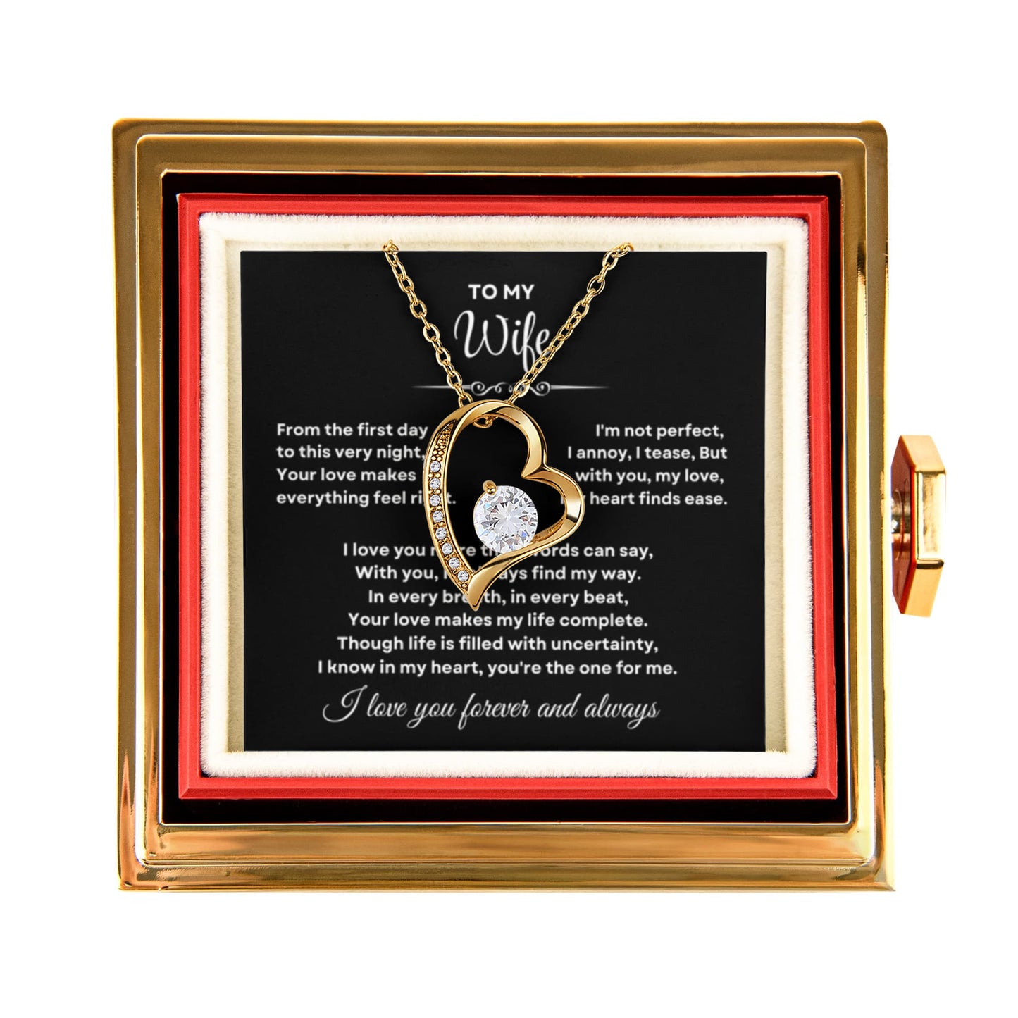 To my Soulmate Wife Necklace from Husband, Forever Love Pendant with Rotating Rose Box, Gift for Anniversary, Valentines Day, Birthday