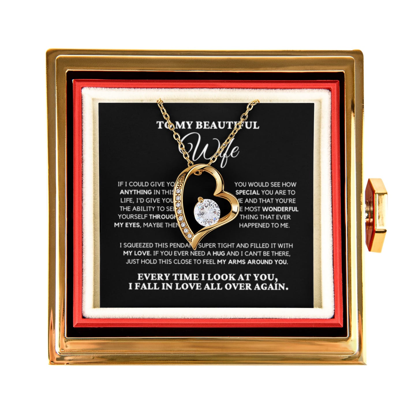 To my Soulmate Wife Necklace from Husband, Forever Love Pendant with Rotating Rose Box, Gift for Anniversary, Valentines Day, Birthday