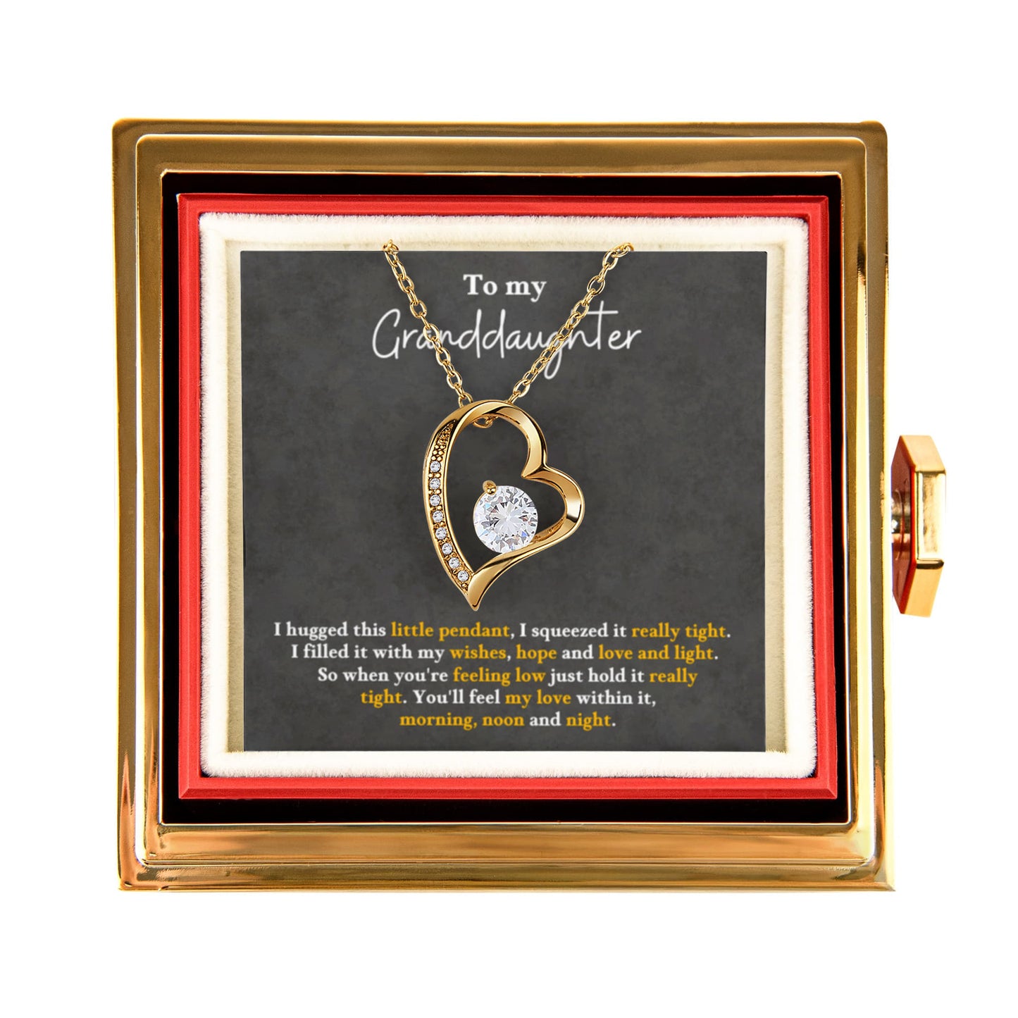 To my Granddaughter necklace from Grandparents, Forever Love Pendant with Rotating Rose Box, Gift for Birthday, Valentines Day, Graduation, Christmas