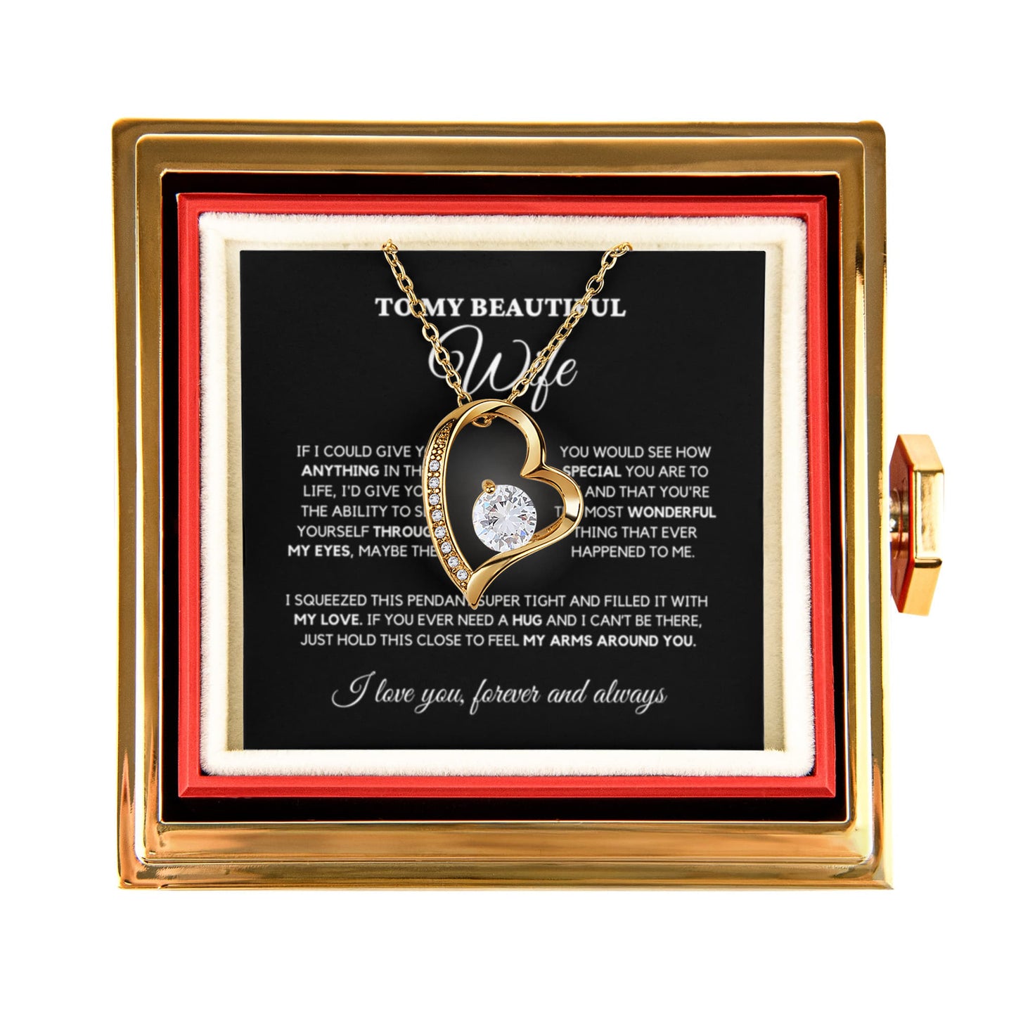 To my Soulmate Wife Necklace from Husband, Forever Love Pendant with Rotating Rose Box, Gift for Anniversary, Valentines Day, Birthday