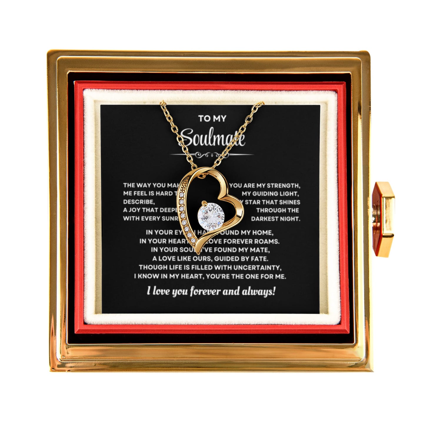 To my Soulmate Wife Necklace from Husband, Forever Love Pendant with Rotating Rose Box, Gift for Anniversary, Valentines Day, Birthday